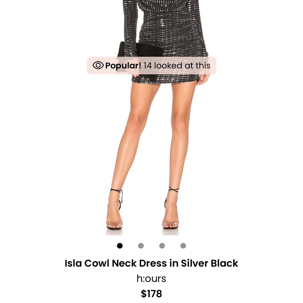 h:ours Isla Cowl Neck Dress in Silver Black
